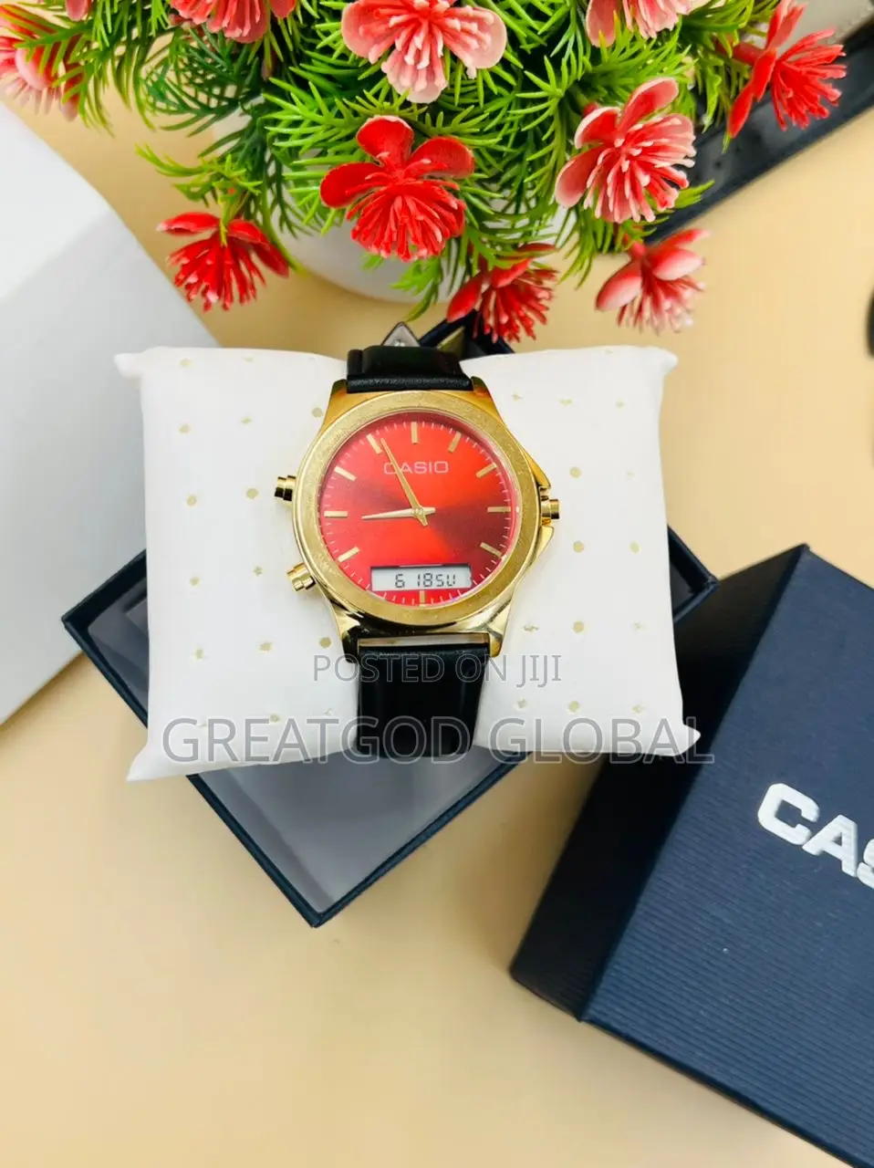 Casio Leather Wristwatch Double Time