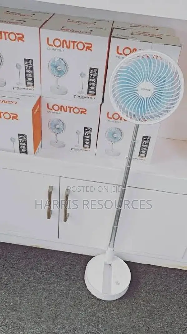 Lontor Rechargeable Standing Fan Folding Telescopic,White