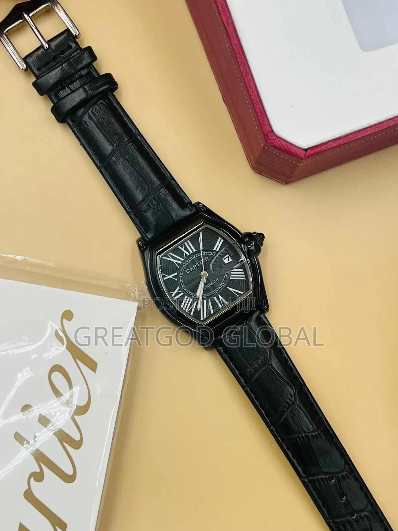 Cartier Leather Wristwatch Unique With Box for Women Wears