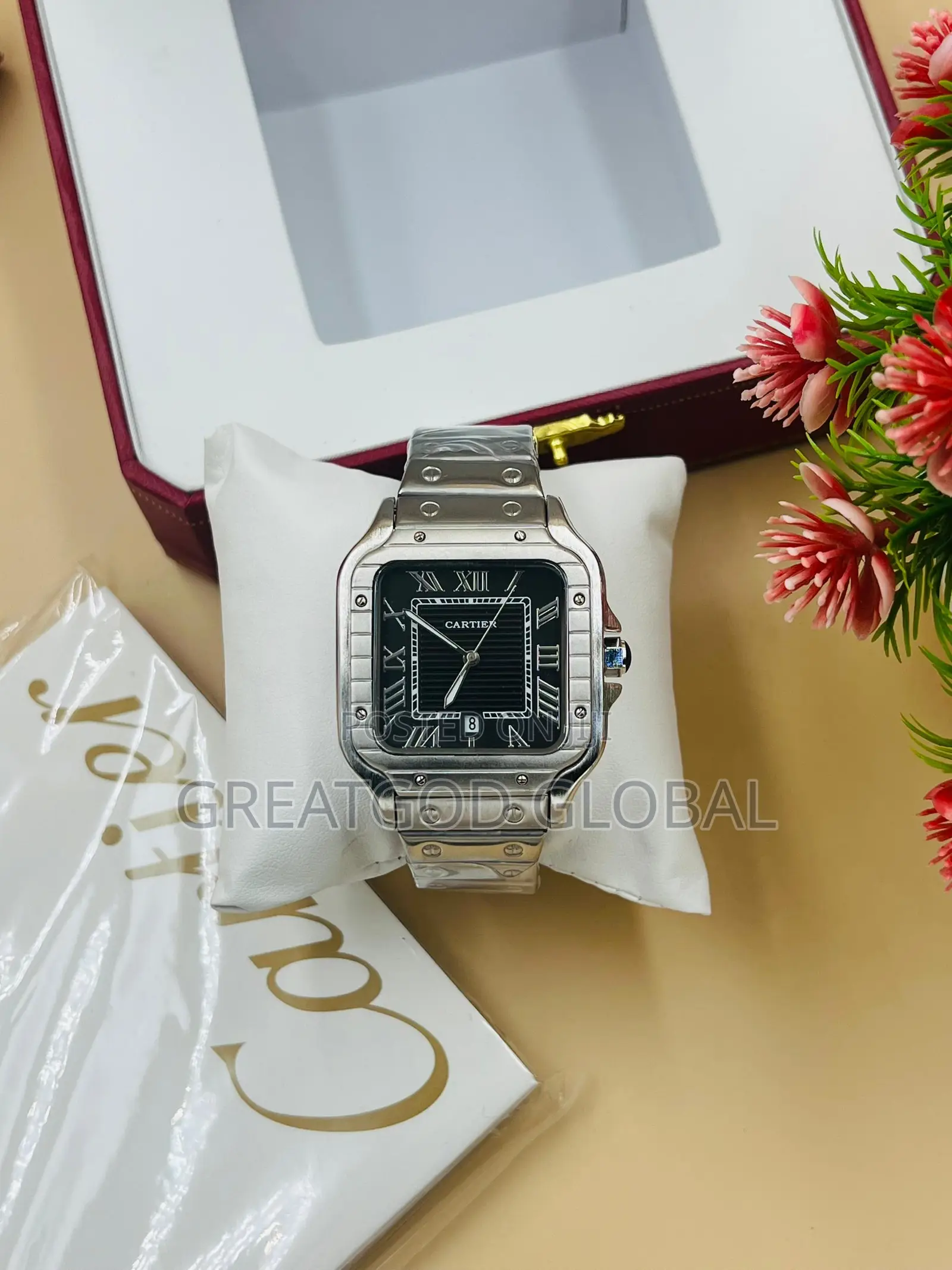 Cartier Chain Wristwatch With Box  Silver