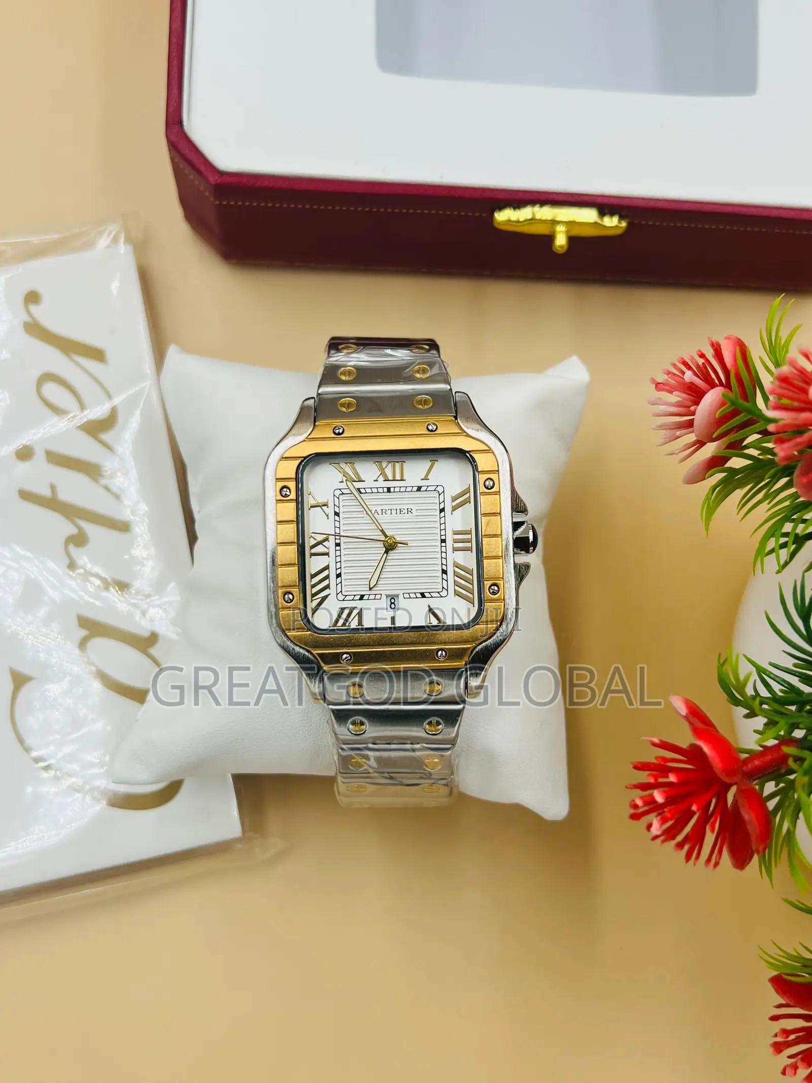 Cartier Chain Wristwatch With Box  Gold