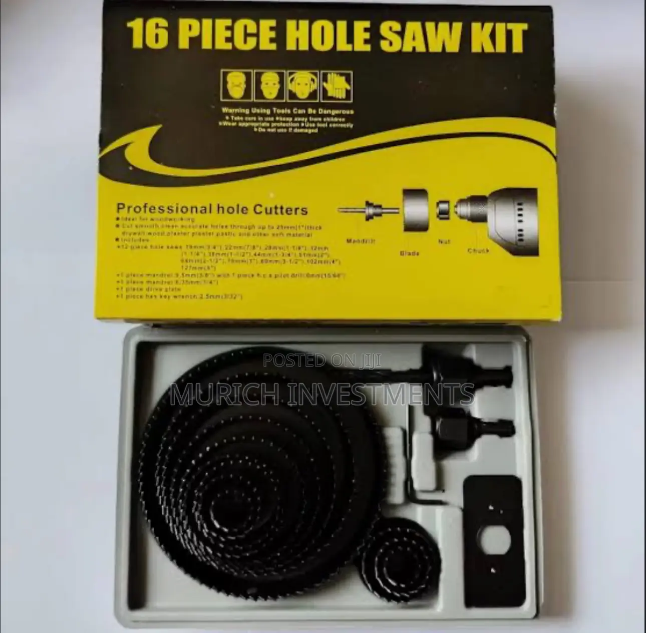 16PCS Hole Saw Kit Case Wood Plastic Metal Ceiling Drilling