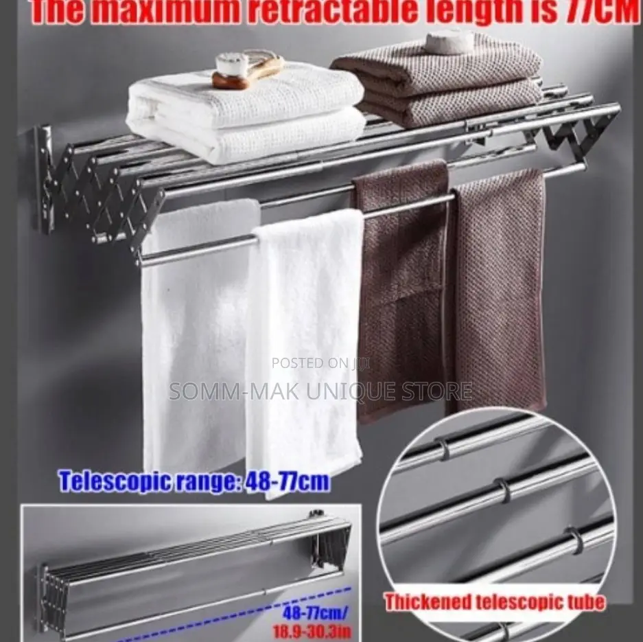 Stainless Steel Wall Mount Expandable Towel Rack
