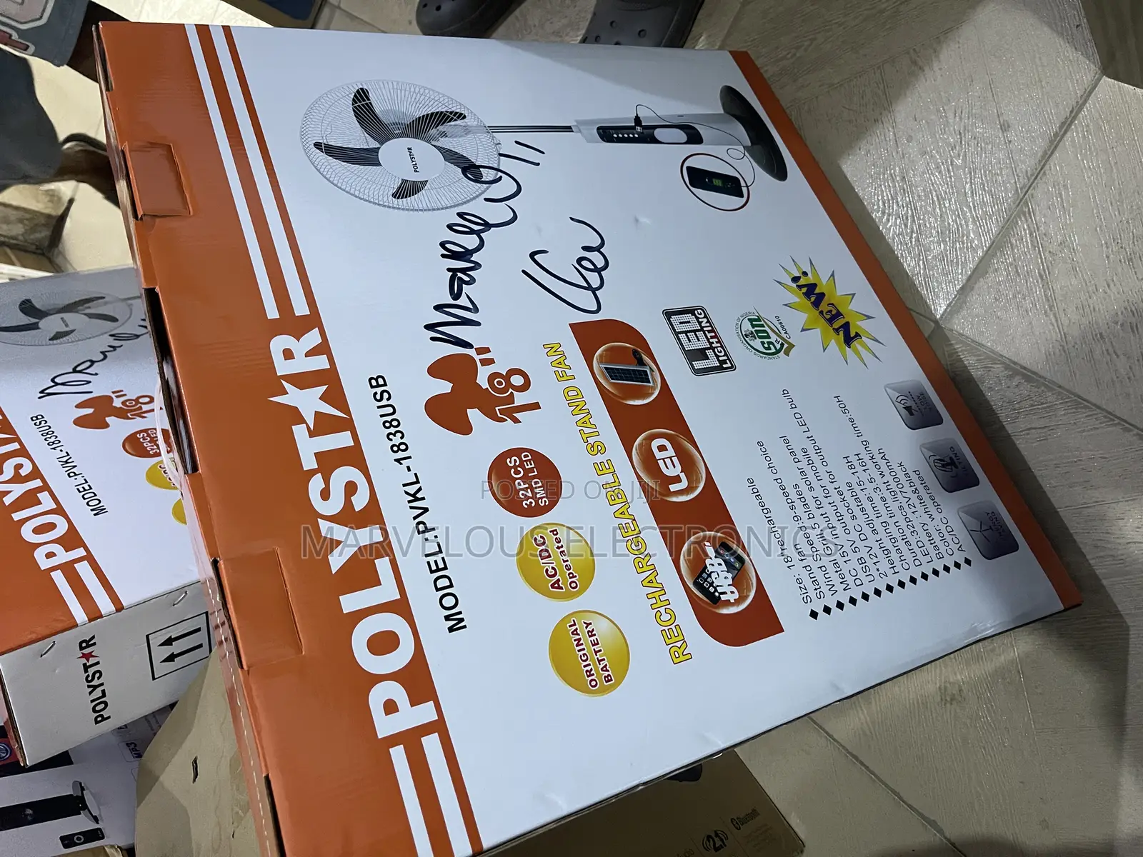 Brand New Polystar 18inch Rechargeable Standarding Fan