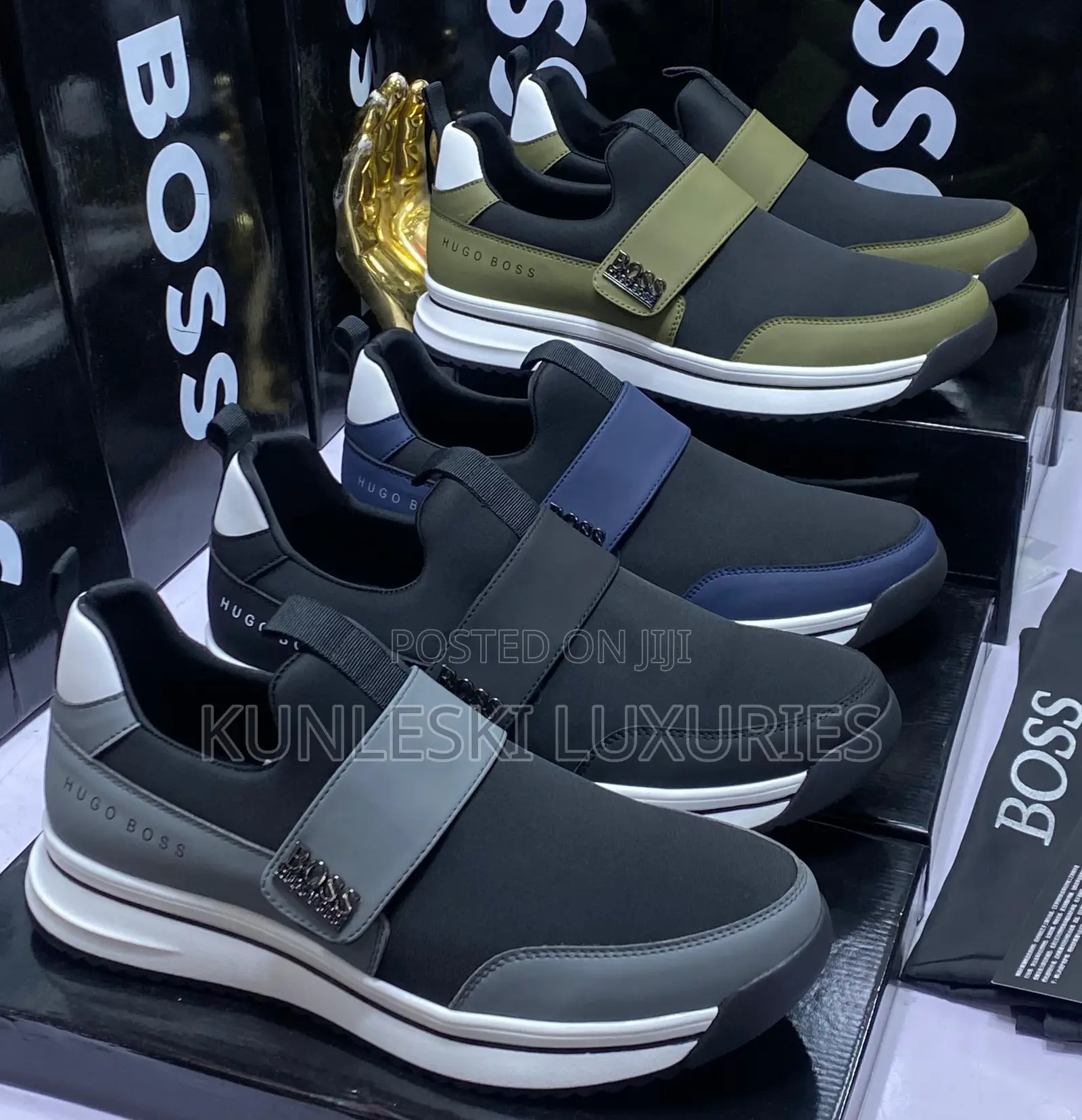 Original Hugo Boss Men Leather Sneakers Collection Available