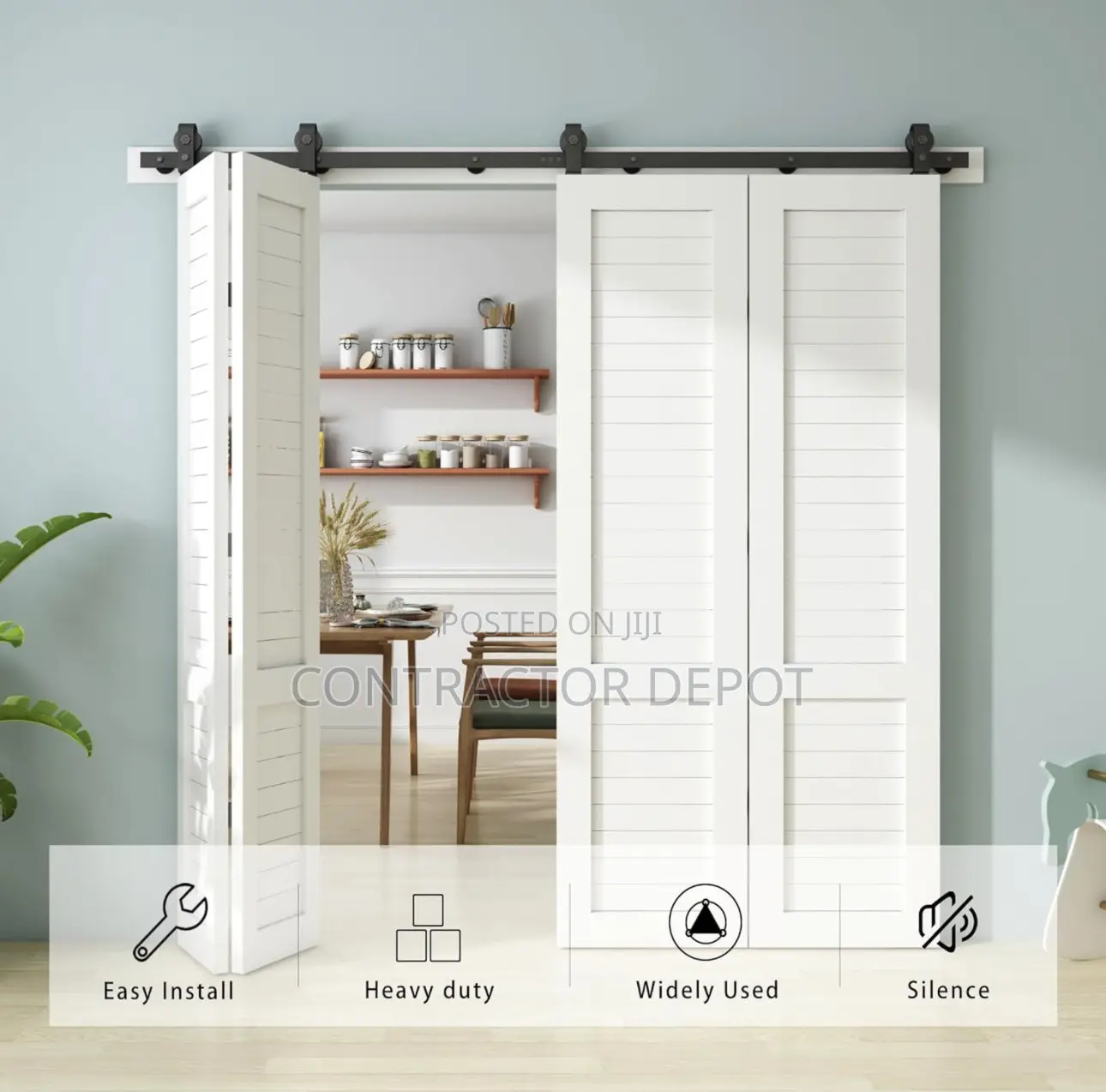 Barn Sliding Door Hardware Track Kit,Heavy Duty Top Mounted