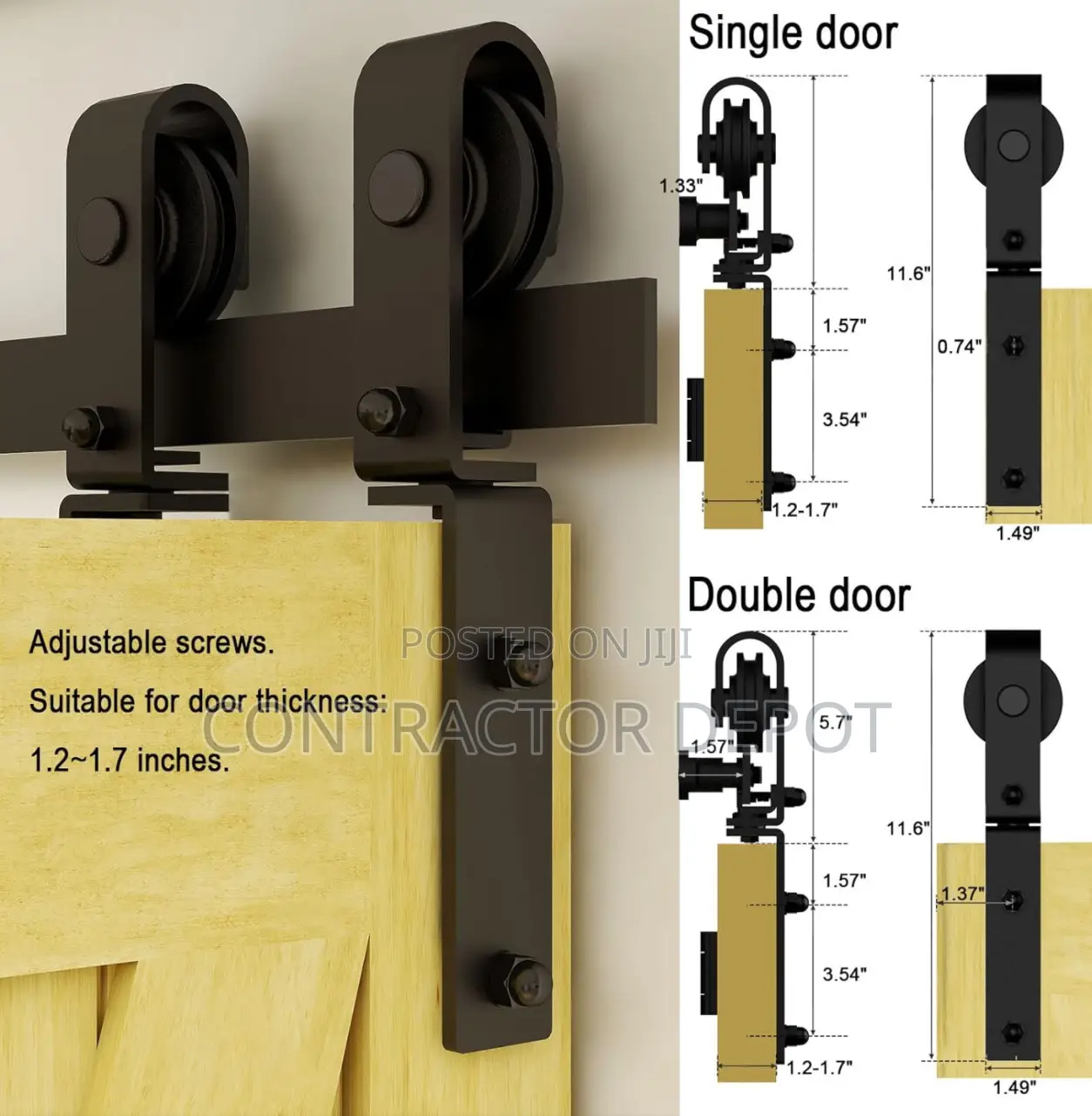 Barn Sliding Door Hardware Track Kit,Heavy Duty Top Mounted