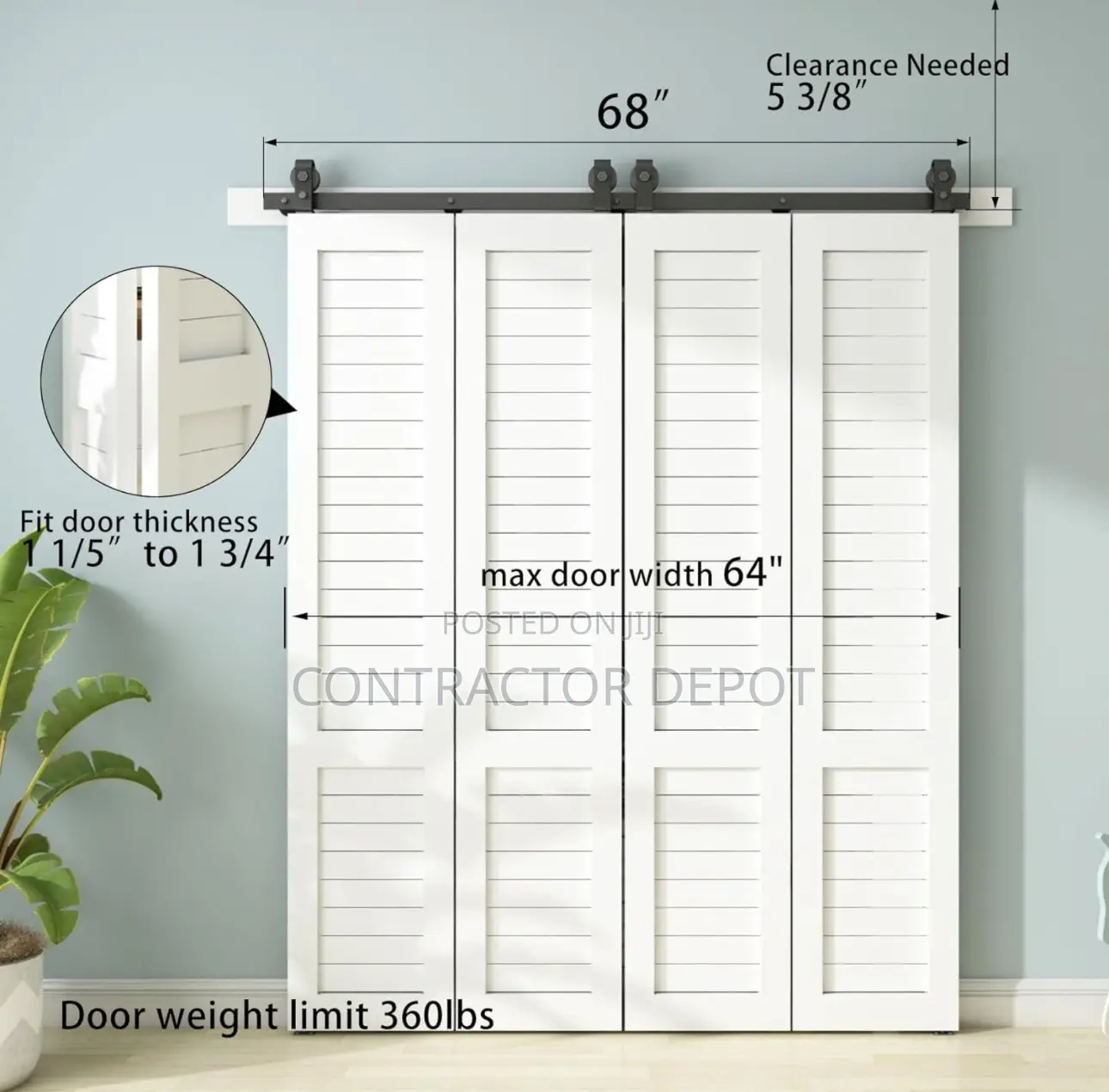 Nuk3y Bifold Sliding Barn Door Hardware Kit Black