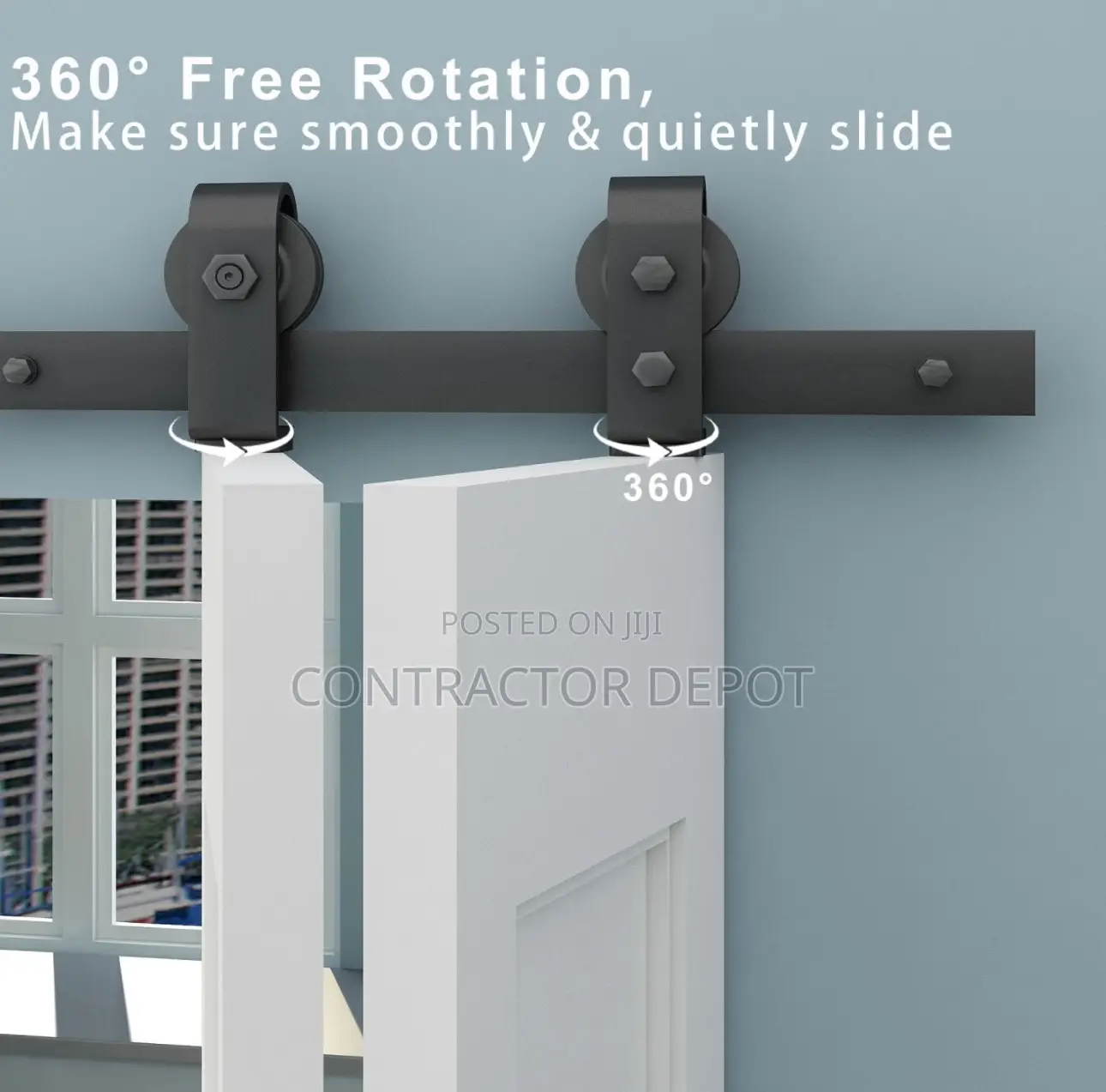 Nuk3y Bifold Sliding Barn Door Hardware Kit Black