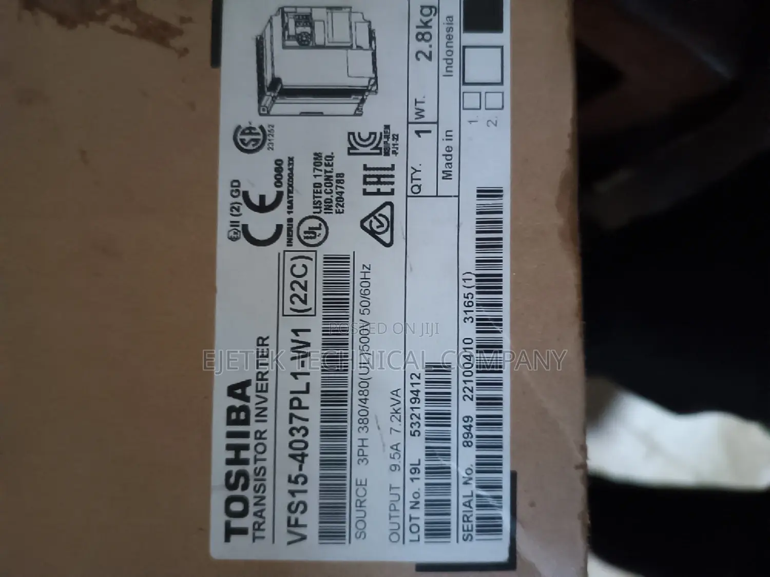 Toshiba Inverter Drive VFD 3.7kw/5hp