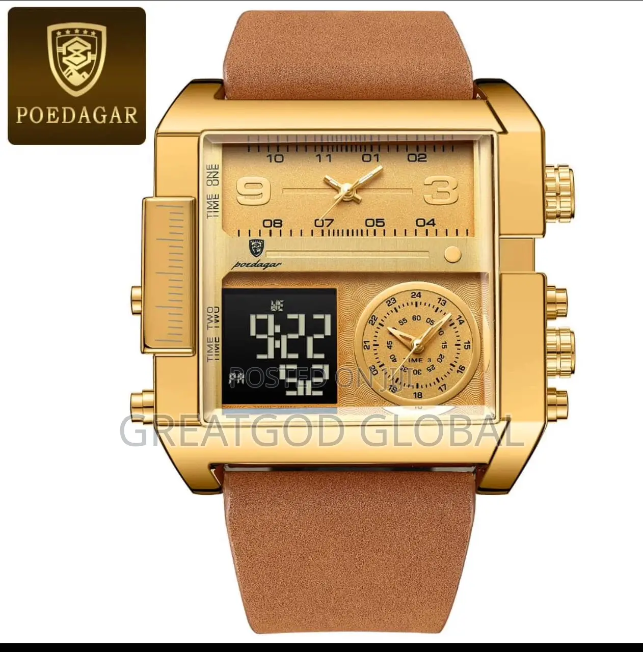 Poedagar Leather Wristwatch (Diesel Design)