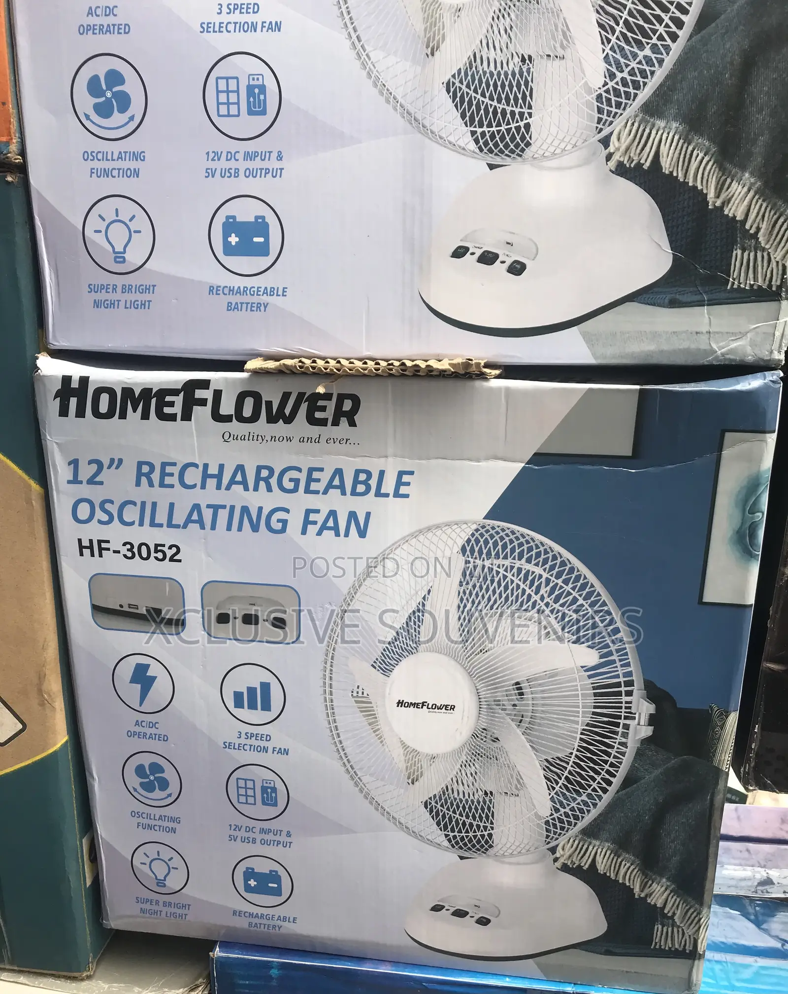 12inches Home Flower Rechargeable Oscillating Fan