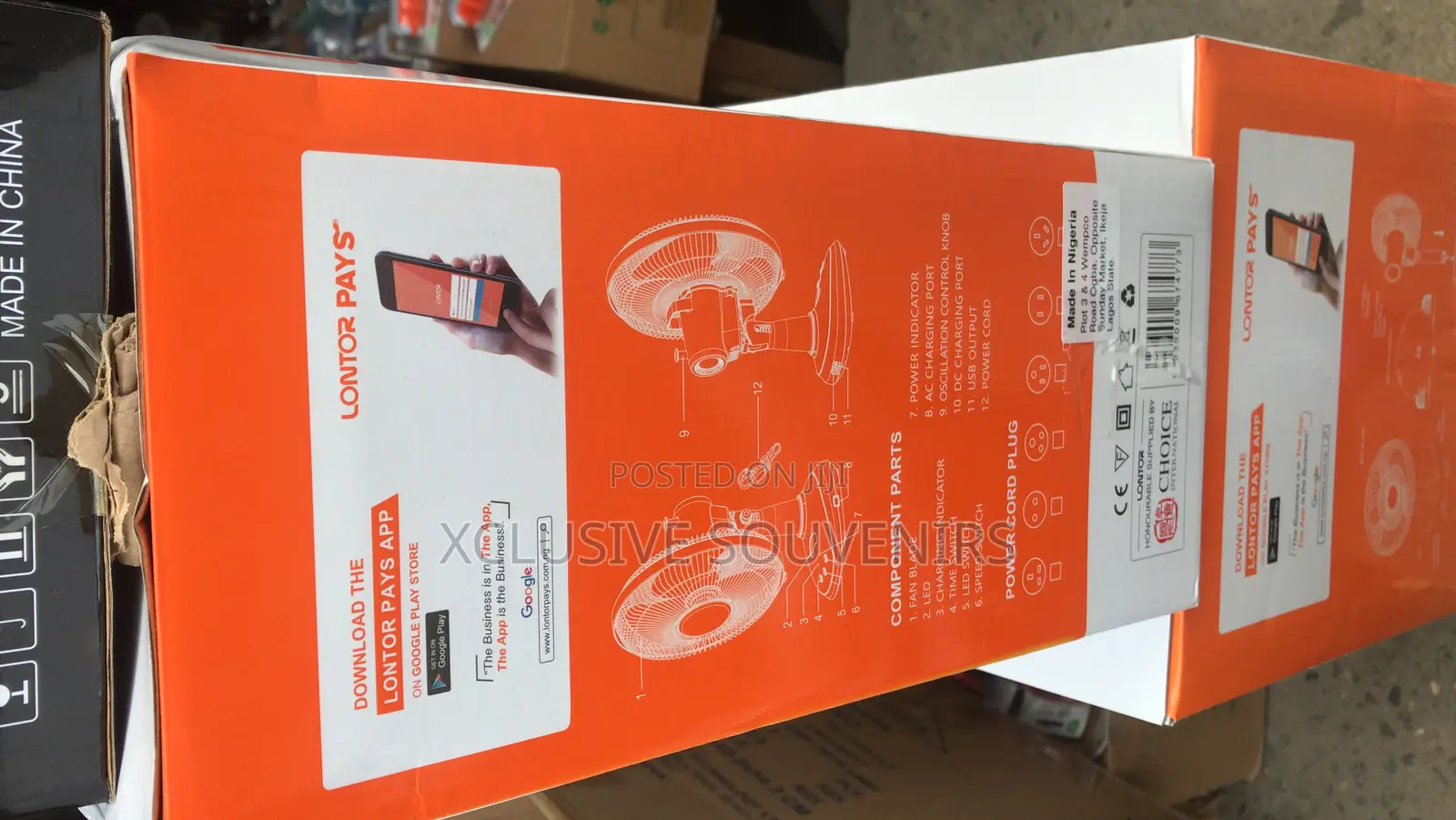 12inches Lontor Rechargeable Table Fan Supports Solar Charge