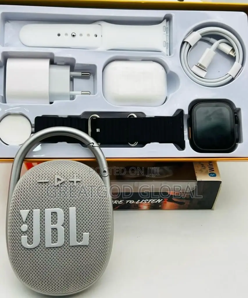 CLIP 4 JBL Bluetooth Speaker + Ultra 8 Wireless Smartwatch