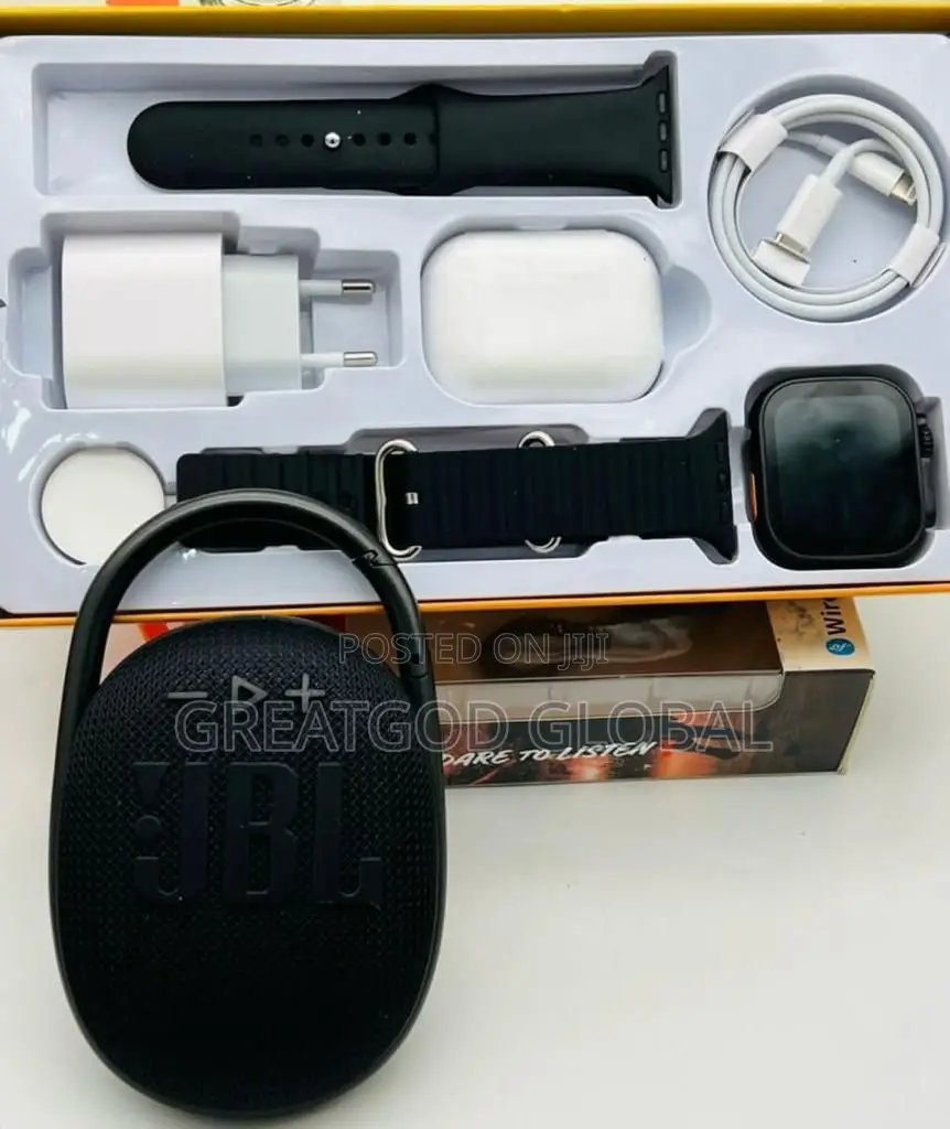 CLIP 4 JBL Bluetooth Speaker + Ultra 8 Wireless Smartwatch