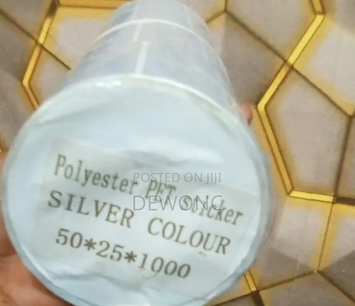 50x25mm Polyester Sticker 1000pcs Per Roll Silver