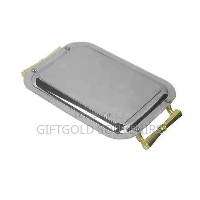 3 Pieces Set of Stainless Gold Tray