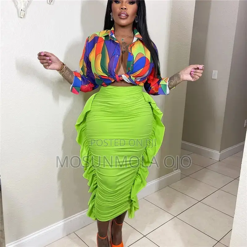High Waist Ruffle Skirt Shirt