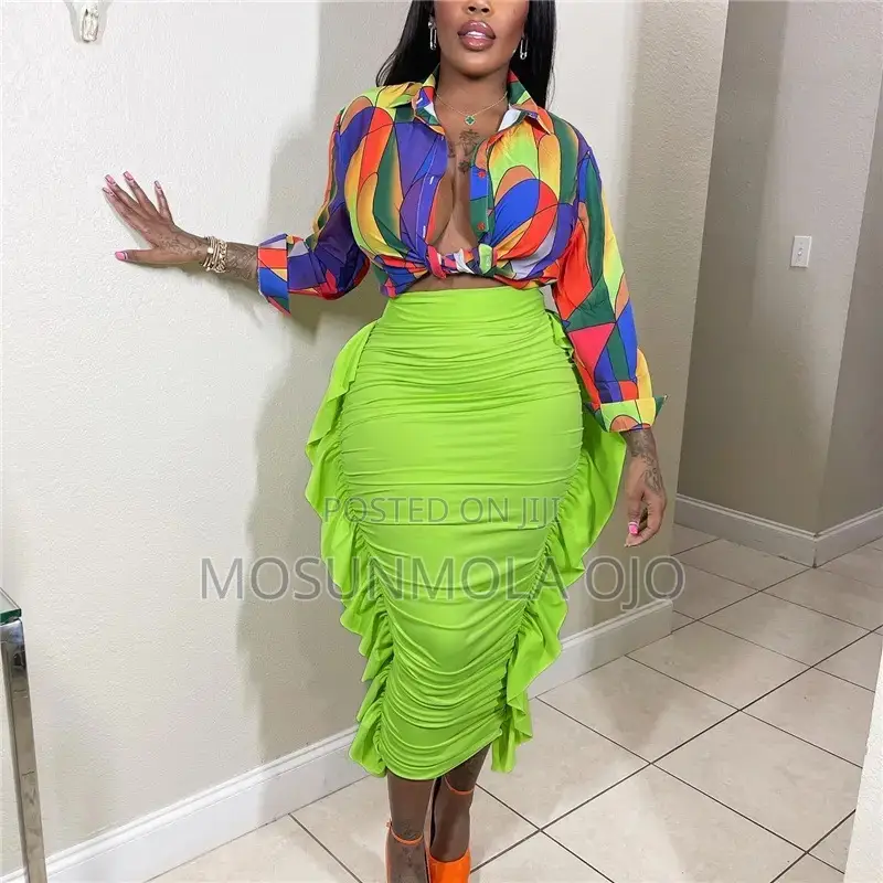 High Waist Ruffle Skirt Shirt