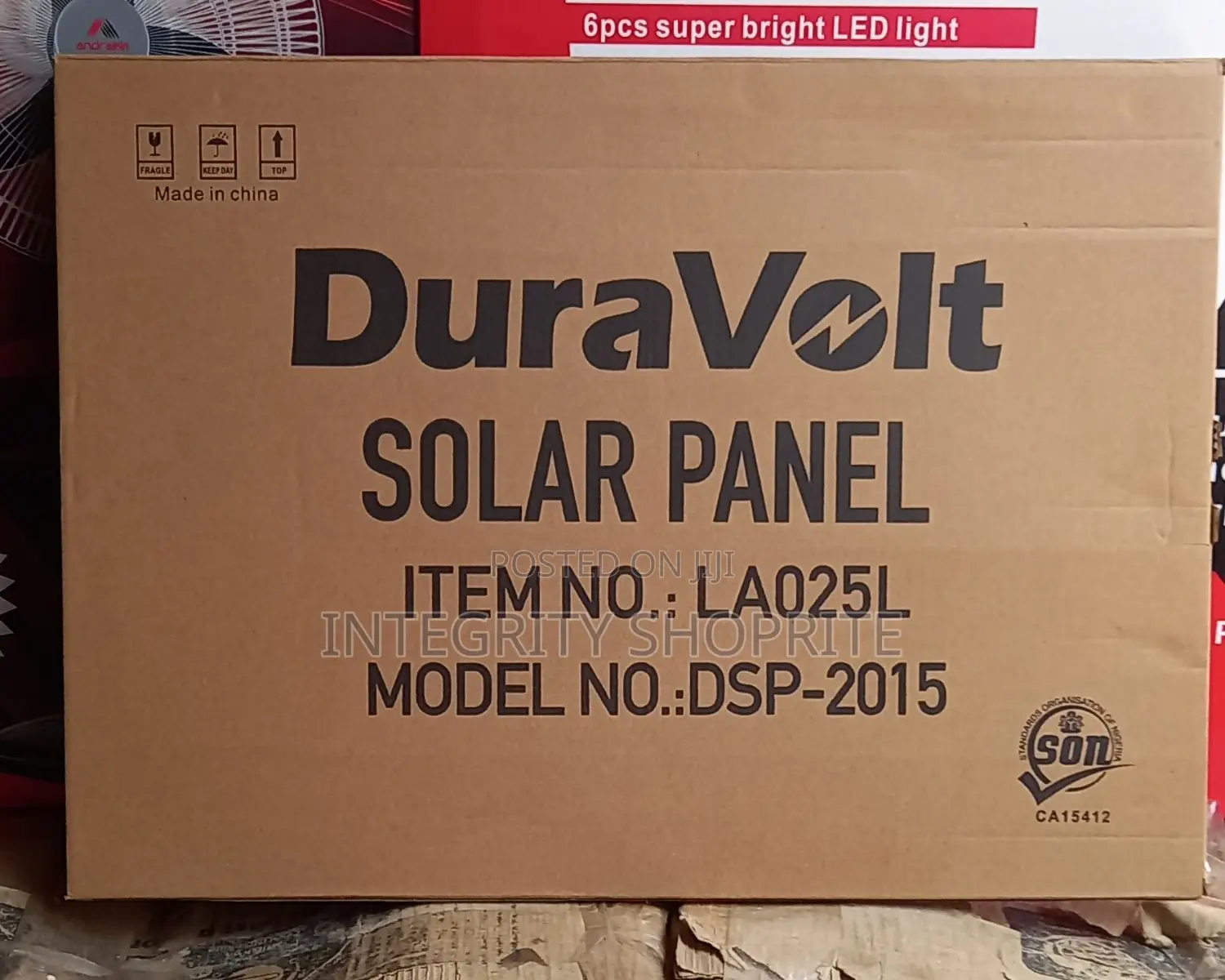 Duravolt 20watts 12v/15v Solar Panel for Rechargeable Fans