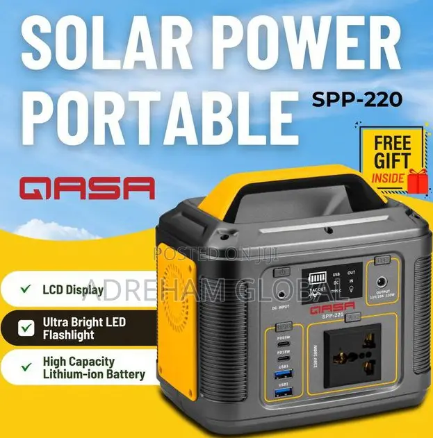 Qasa 200w Solar Power Portable SPP-220 With Led Light