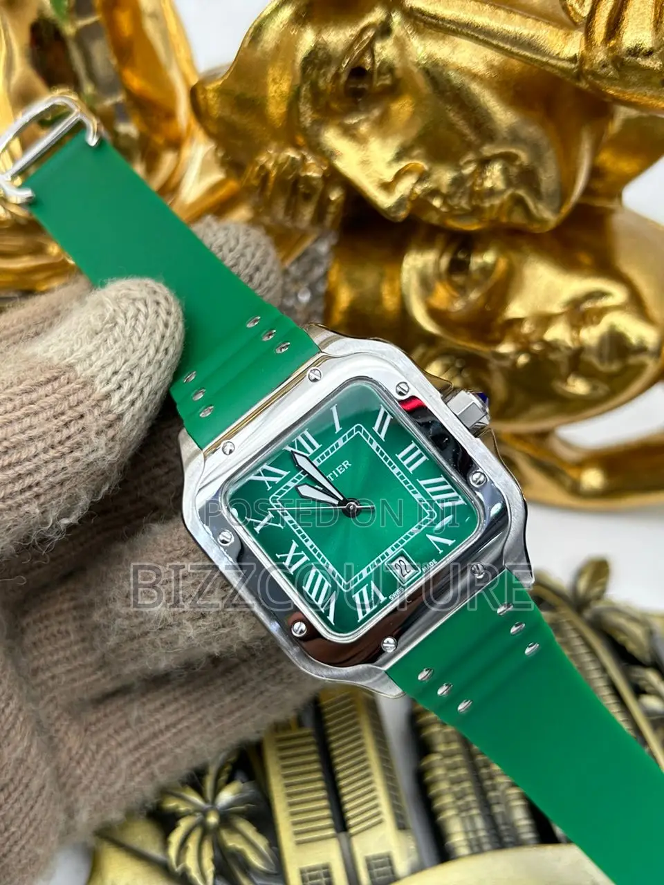 Original CARTIER GREEN Dail RUBBER STRAP Available in Store