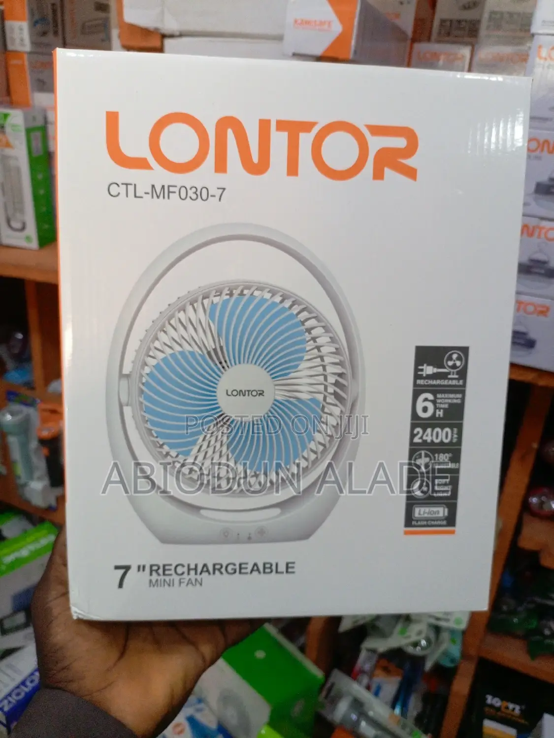 2400mah Lontor Rechargeable Fan