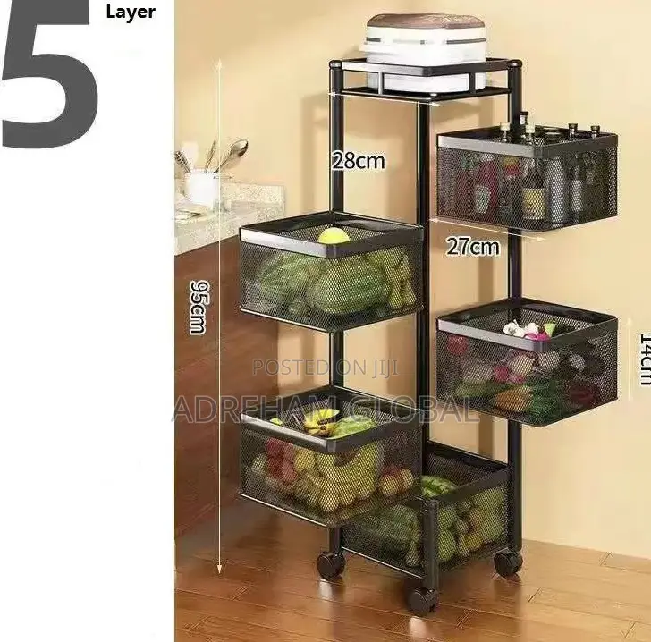 5 Tiers Kitchen Storage Rack With Wheels