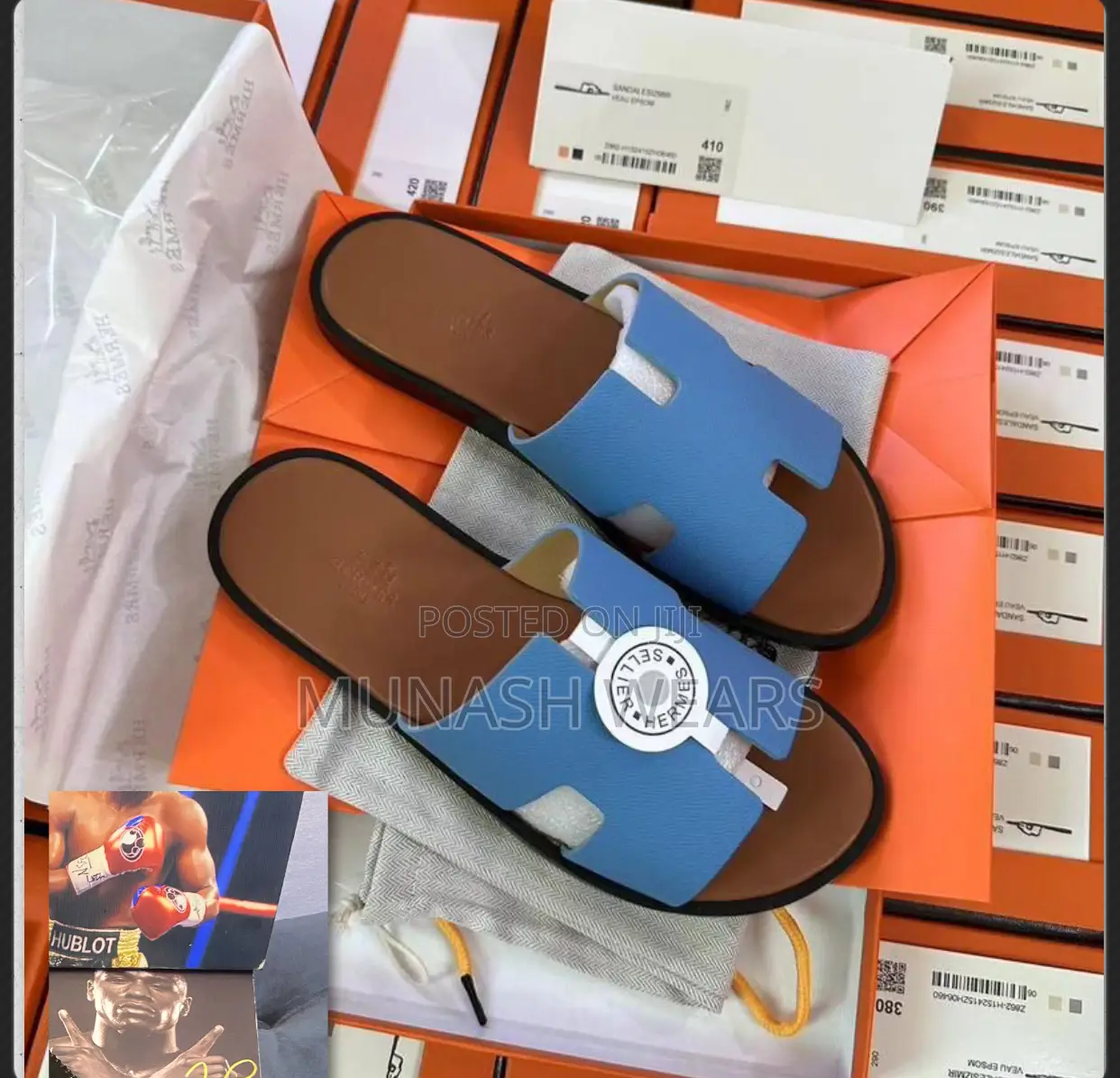Original Leather Hermes Slipers