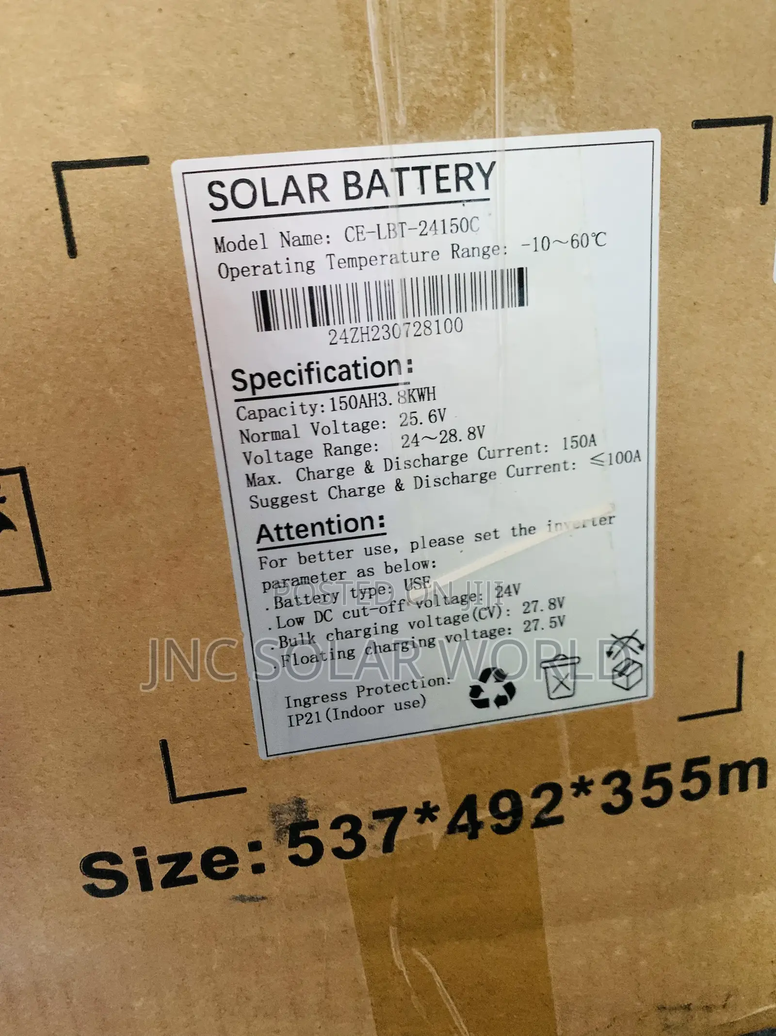 3.8kwh/24v Cworth Lithium Battery