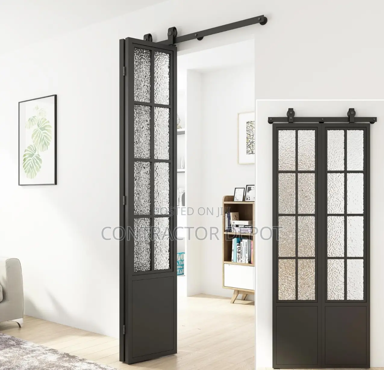 Barn Door Hardware Kit Heavy Duty Roller Track for 2 Door