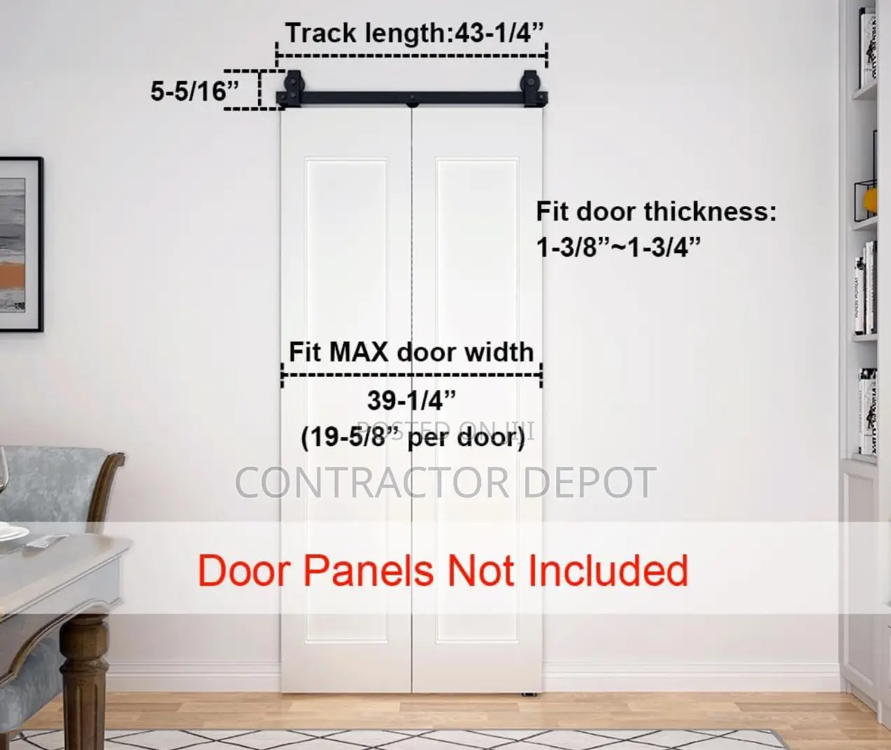 CCJH Bi-Folding Sliding Barn Door Hardware Kit Heavy