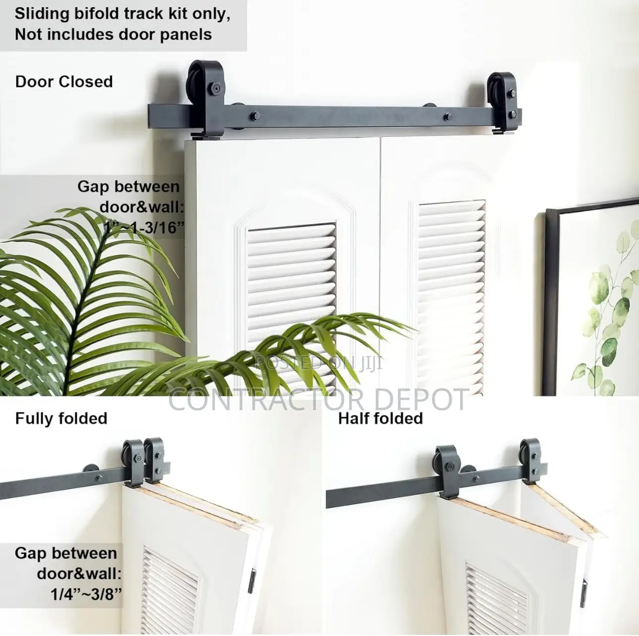 CCJH Bi-Folding Sliding Barn Door Hardware Kit Heavy
