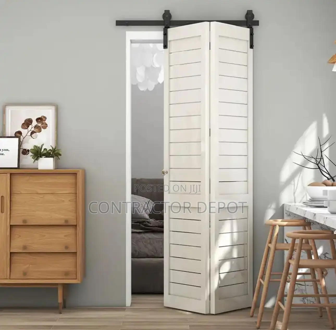 CCJH Bi-Folding Sliding Barn Door Hardware Kit Heavy