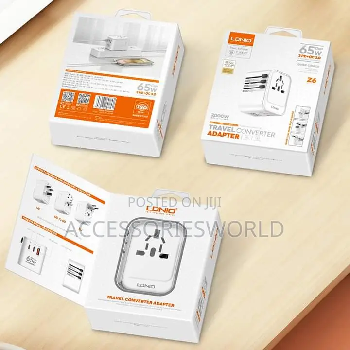 LDNIO Z6 3 USB Ports 65W Gan Travel Adapter