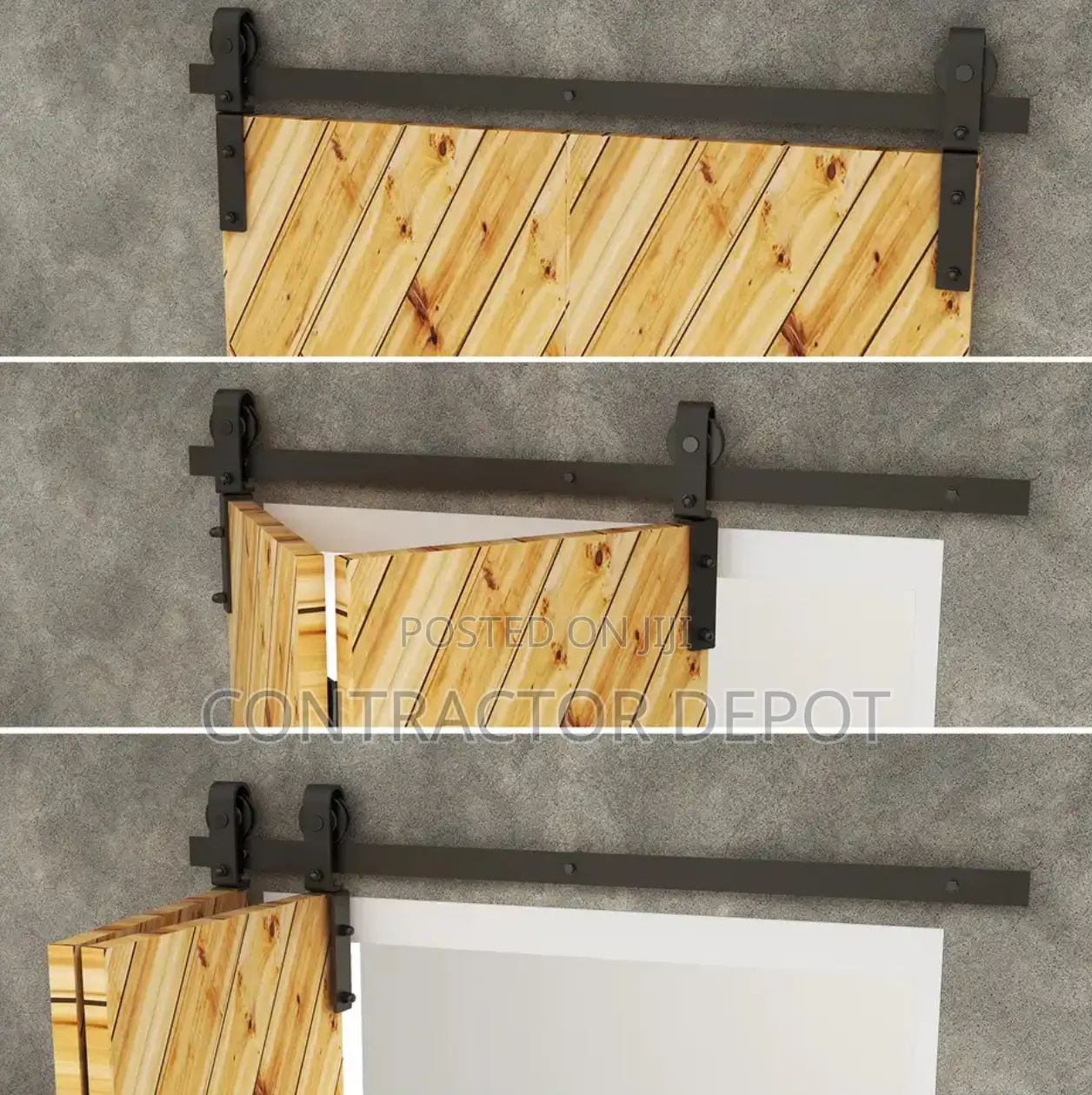 3-6ft Bi-Folding Sliding Barn Hardware Track Kit for 2 Doors