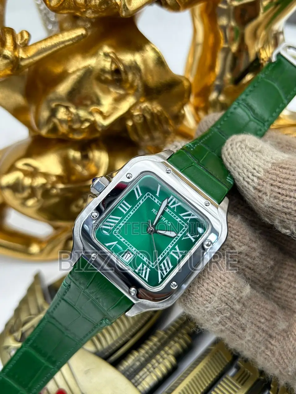 Original CARTIER GREEN LEATHER WATCH Available in Store