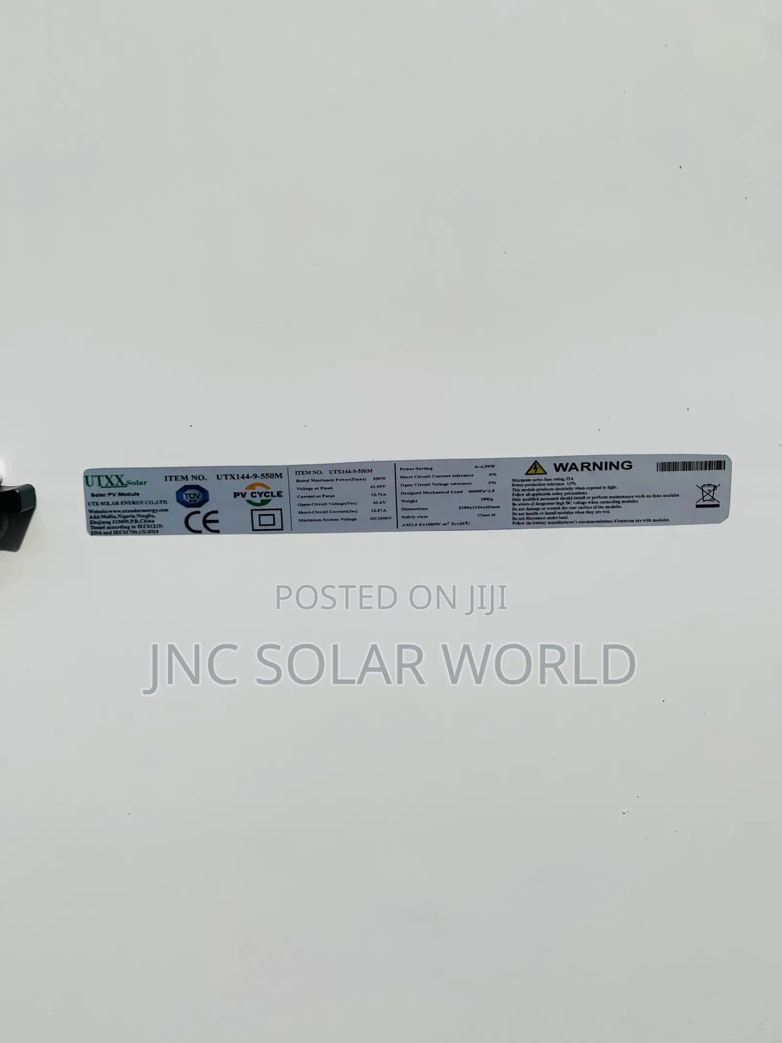 550w Utxx Solar Panels Mono 120 Cell