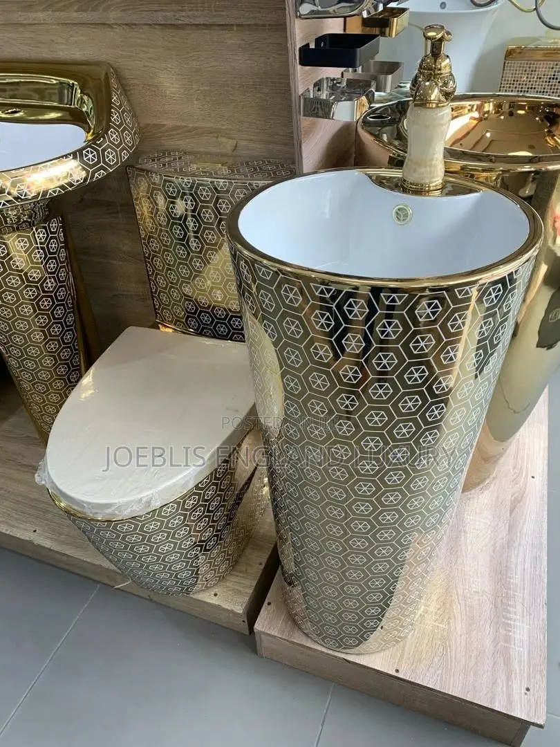Big Gold Water Closet With Round Basin