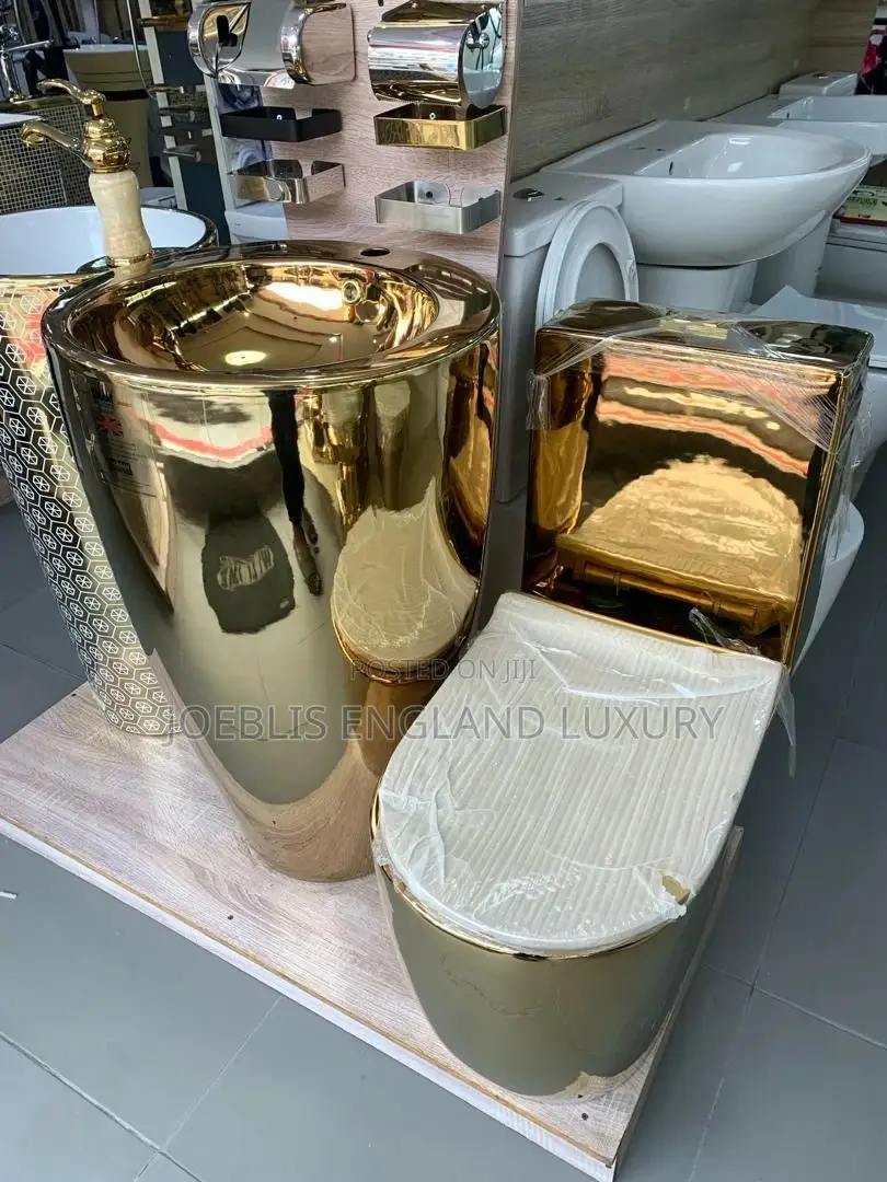 Big Gold Executive Water Closet With Big Round Basin