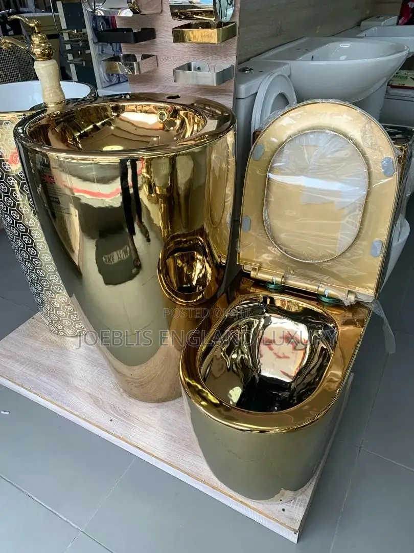 Big Gold Executive Water Closet With Big Round Basin