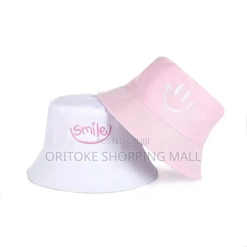 Unisex Bucket Hat Smile Embroidery Woman