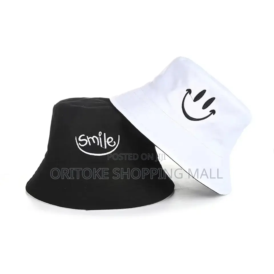 Unisex Bucket Hat Smile Embroidery Woman