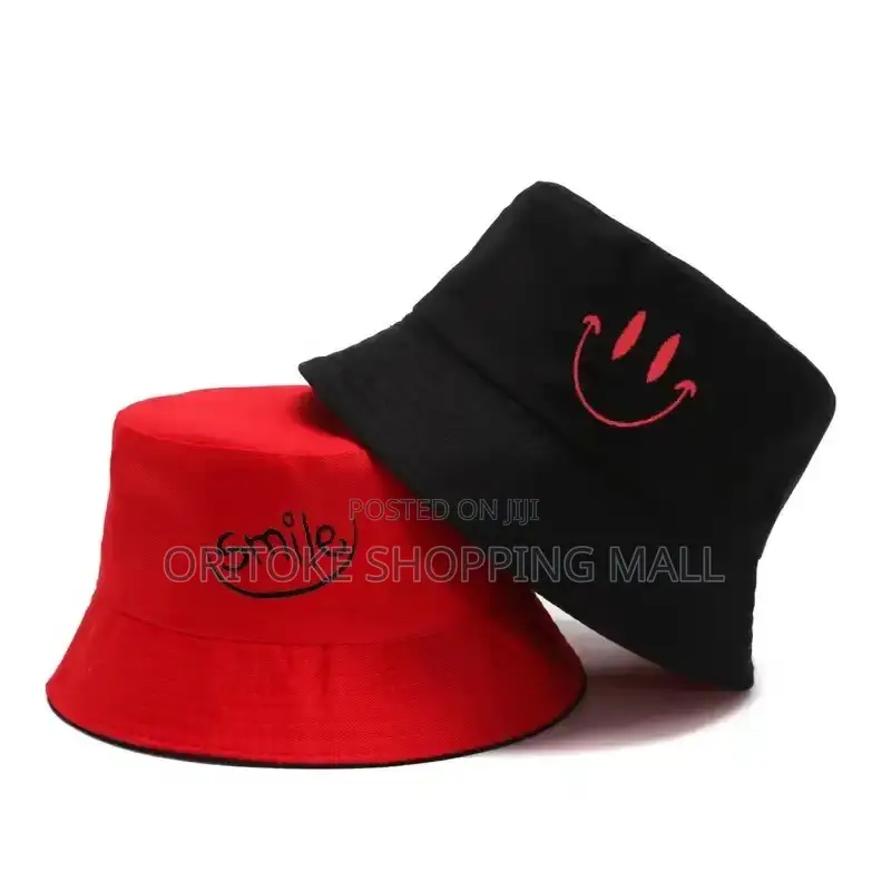 Unisex Bucket Hat Smile Embroidery Woman