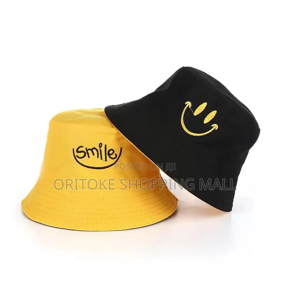 Unisex Bucket Hat Smile Embroidery Woman