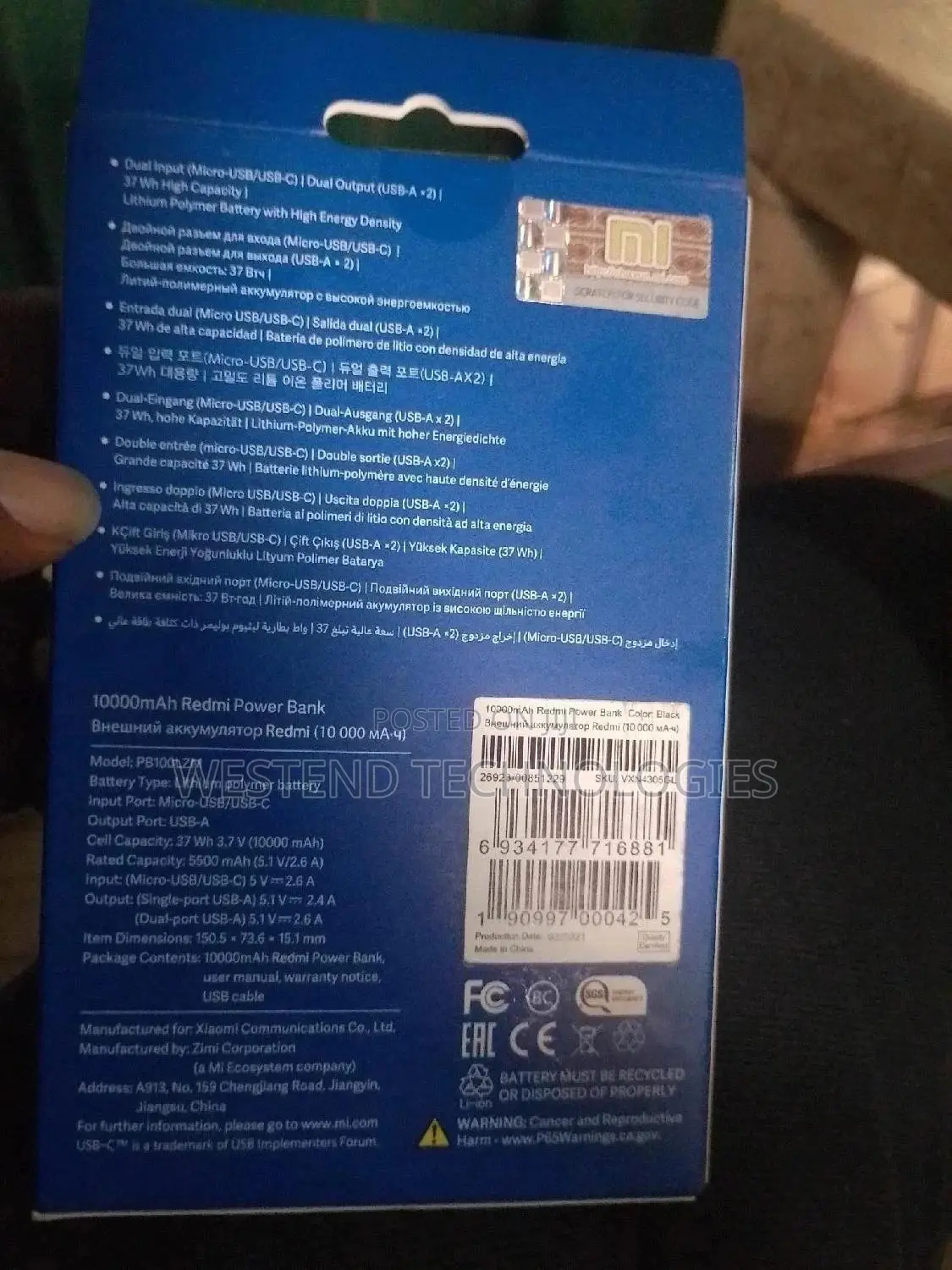 10,000mah Redmi Power Bank With Quick Charge