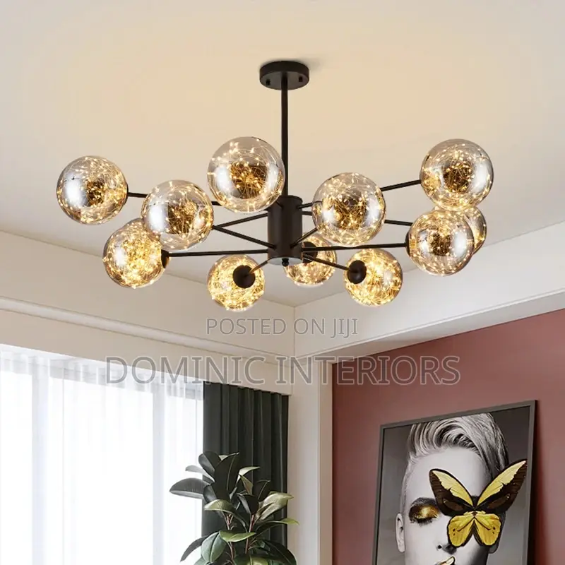Black Luxury Glass Ball Ceiling Pendant Lamp