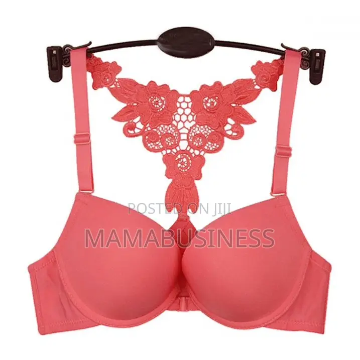 Sexy Front Closure Lace Racer Back Push Up Bra - Watermelon