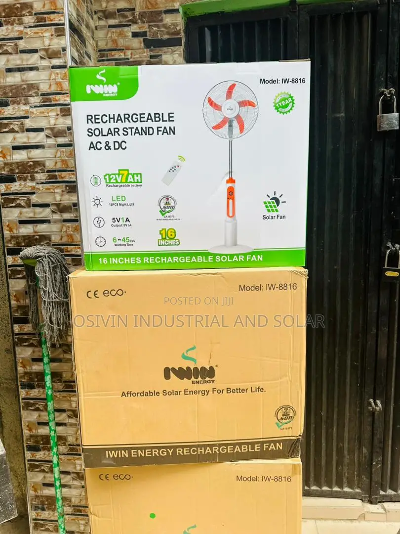 Iwin Rechargeable Solar Fan Ac/Dc