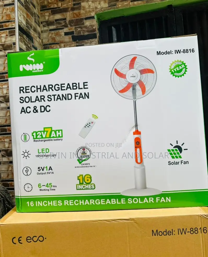 Iwin Rechargeable Solar Fan Ac/Dc